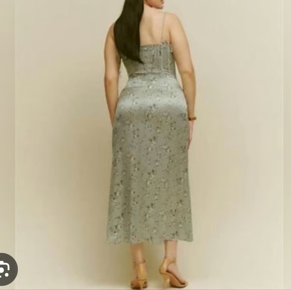 Reformation Marguerite 100% Silk Endive Tie Straps Dress Sz 12 Floral Print - Picture 3 of 16